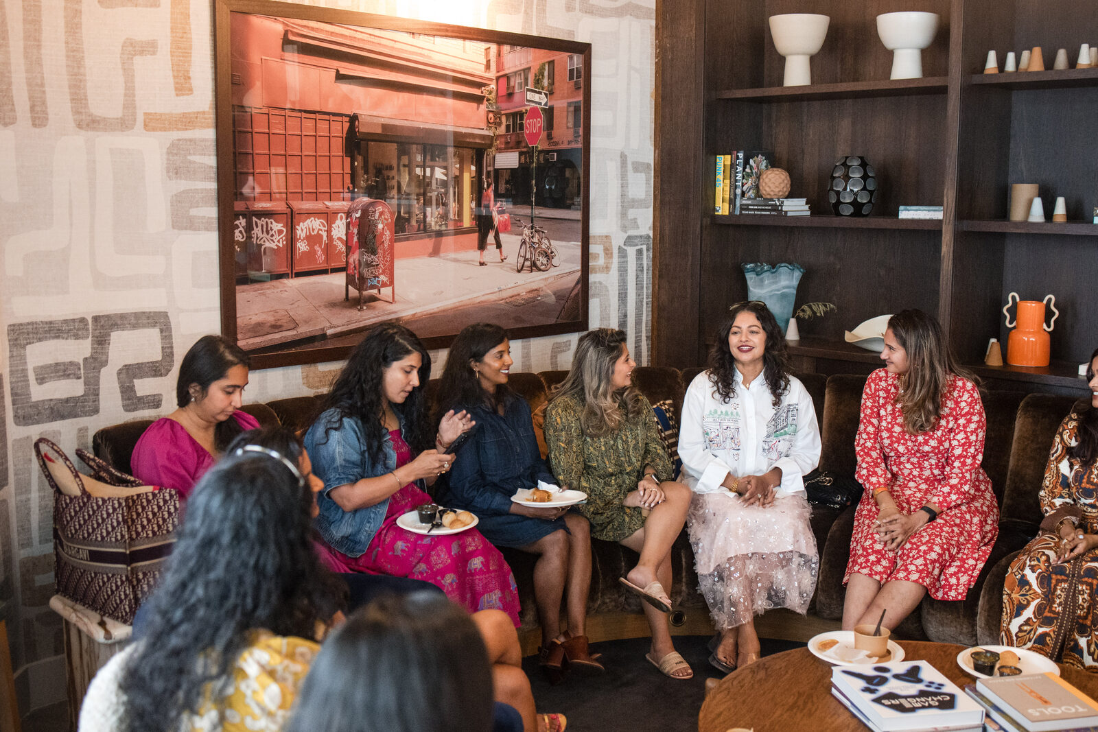 A speaker holding court at Chai & Chaat Austin