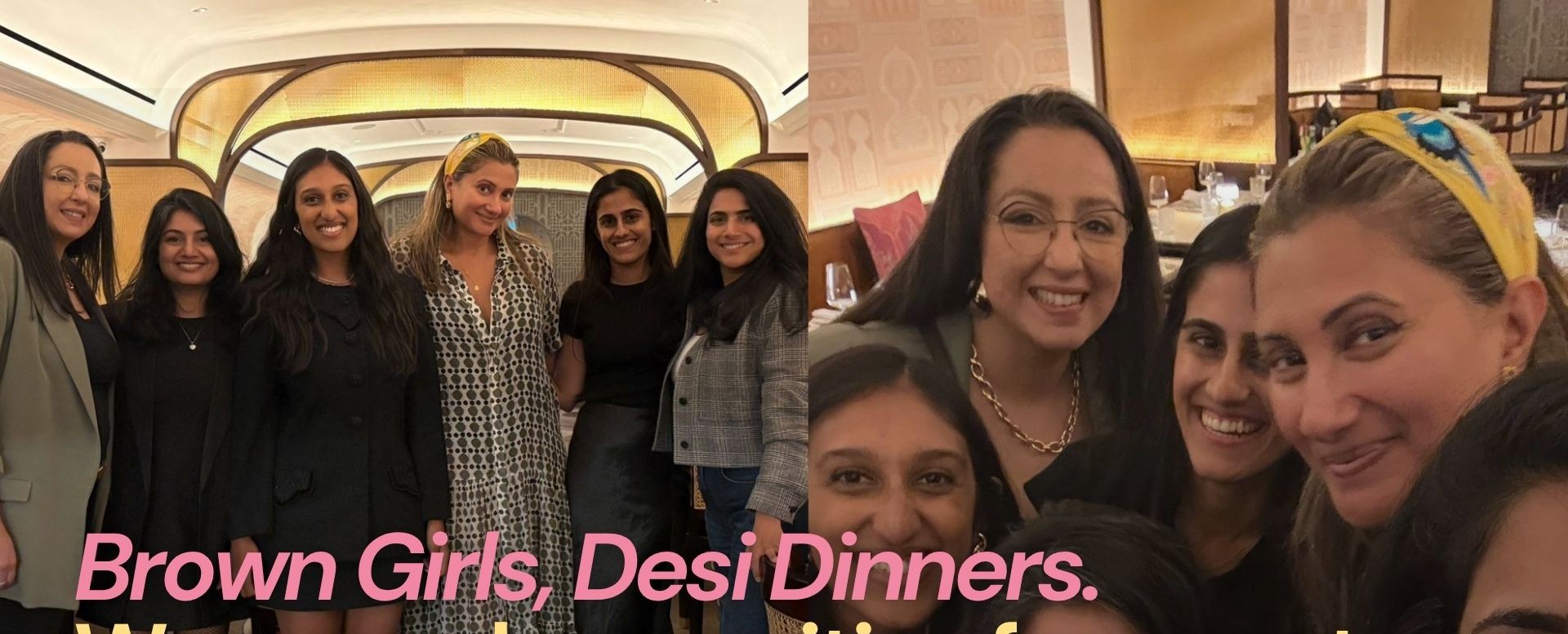 A long candlelit dinner table at Brown Girls, Desi Dinners